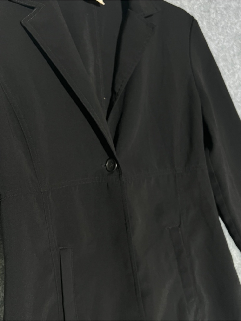 LA BELLE Vintage Longline One Button Blazer Jacket Black Minimalist Women’s 9 - Picture 7 of 11